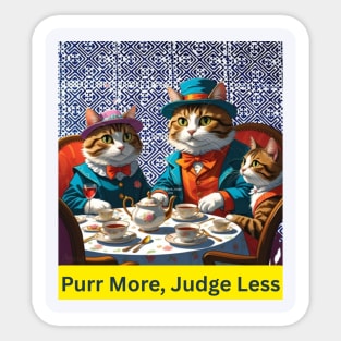 Purr More, Judge Less – Indigo Hmong Cat Wisdom Sticker